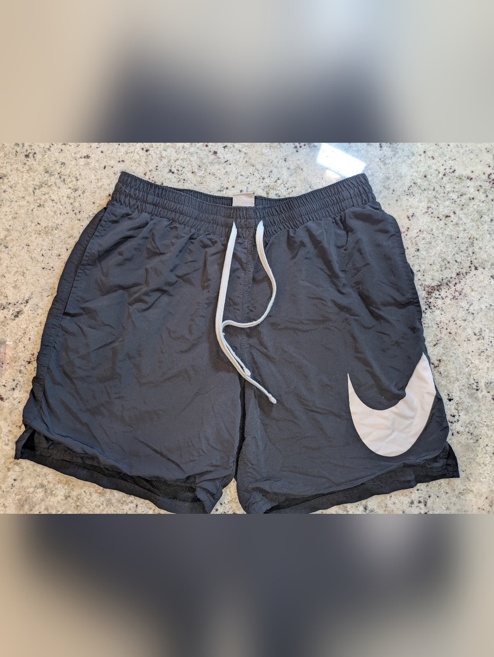Nike Shorts Mens Medium Big Swoosh Just Do It Black Athletic Running Gym